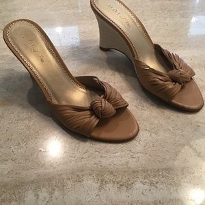 Unisa fabric wedge sandals leather knot peep toe
